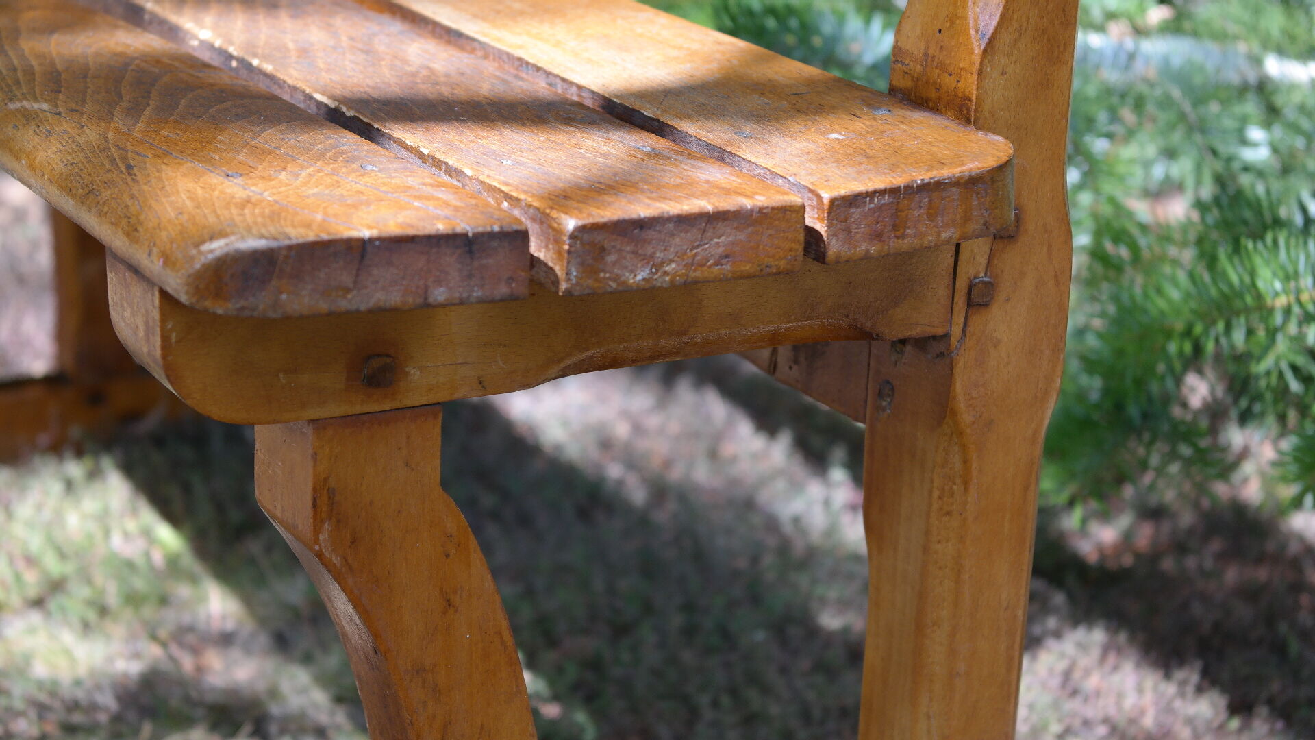Old solid oak church pew