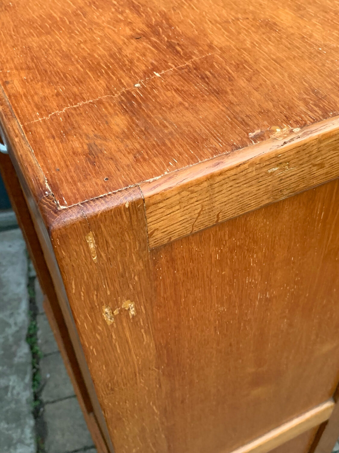 Antique oak tambour door filing cabinet, H120