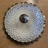 Round ceiling or wall light, in glass from the 70s, vintage.