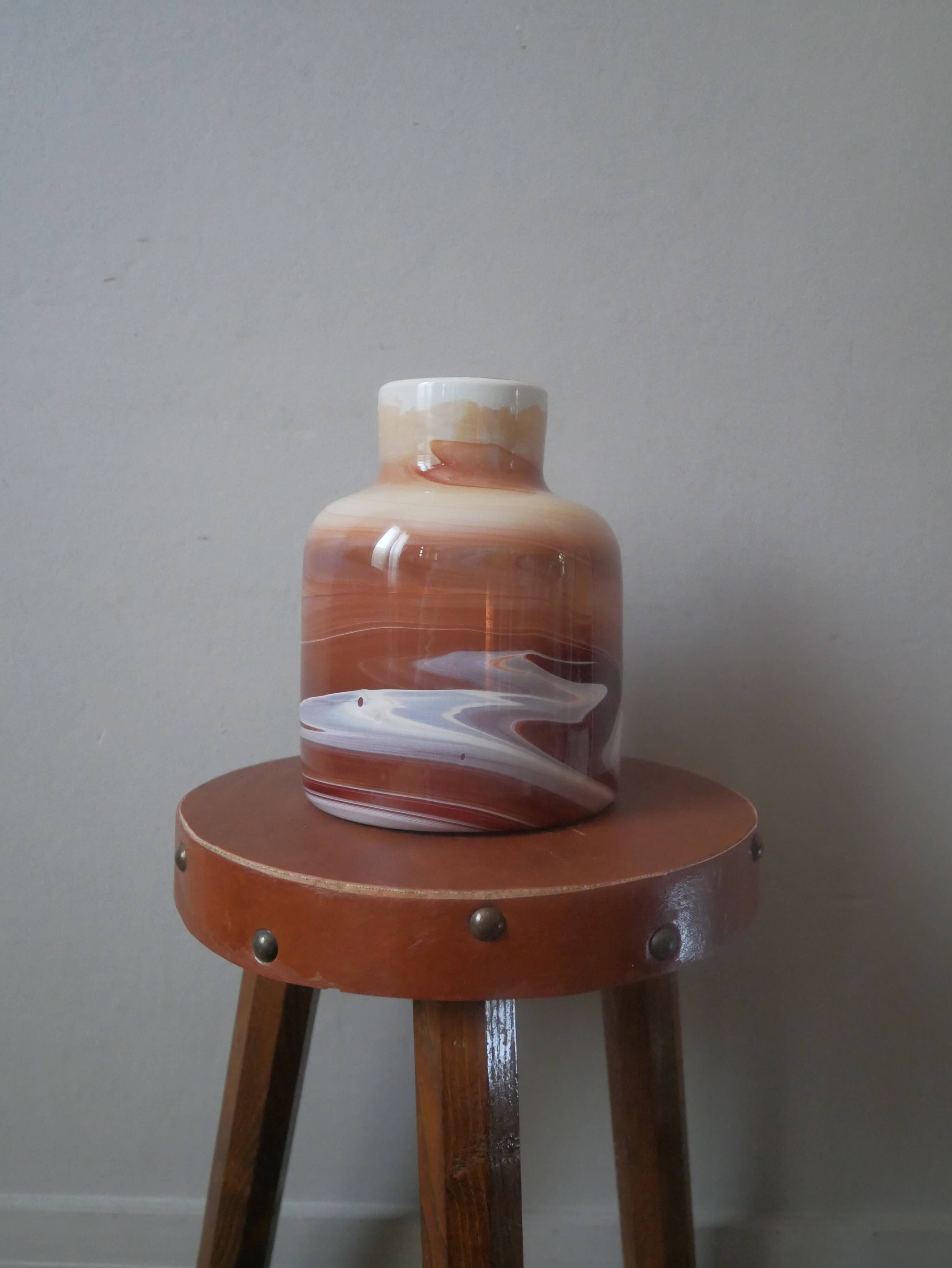 Contemporary design ceramic vase handcrafted minimalist shape brown tones