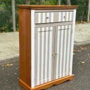 Shabby chic wardrobe sideboard — Striped pattern & solid wood 1990