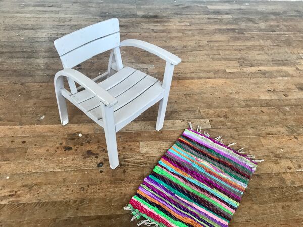 Fauteuil vintage pour enfant blanc, gris clair 1950