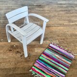 Vintage white children's chair, light grey 1950
