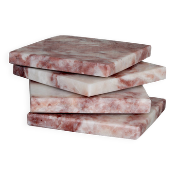 Madeji – Square coasters in natural pink marble – set of 4