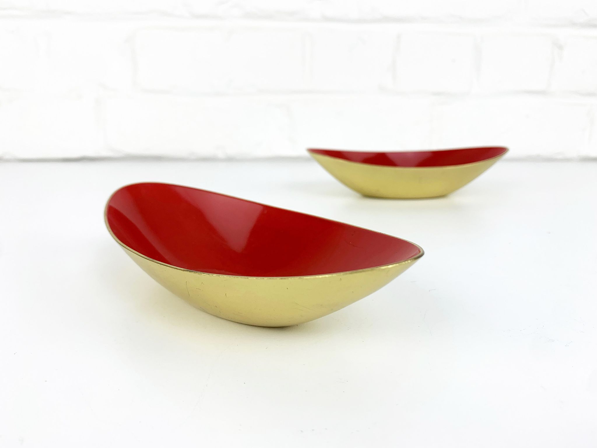 Pair of Scandinavian brass cups or bowls Ystad Metall, design Gunnar Ander, Sweden