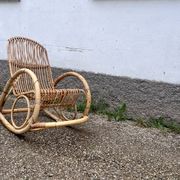 Rocking chair rotin 1960 bambou
