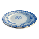2 Antique Earthenware Plates (Blue Decor)