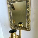 Vintage  Brass Wall mirrored Candle Sconce
