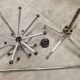 1960 parrot coat rack with 16 hooks, industrial chrome metal, rotating.