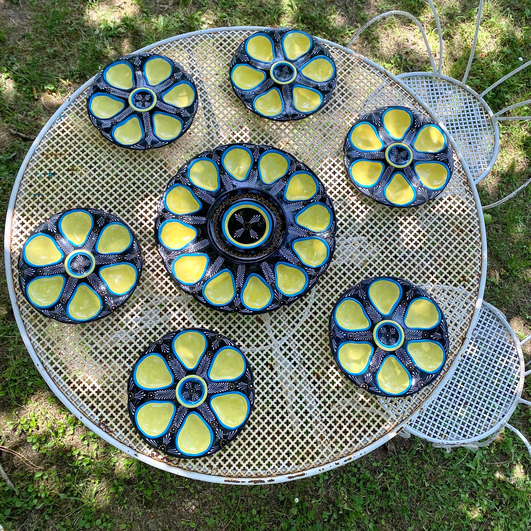 Oyster plates Quimper tableware or wall decoration