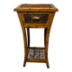Vintage bamboo side table with drawer from the 20th century.