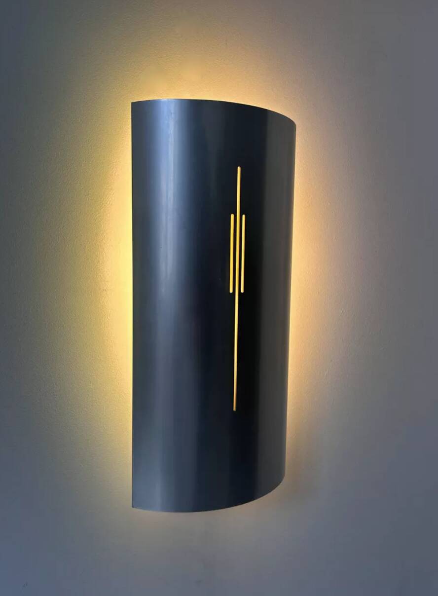 Pair of vintage wall lights, chromed metal, France 1970