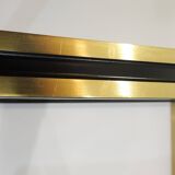 Set of Nesting Coffee Tables in Gold Metal & Beveled Glass by Pierre Vandel