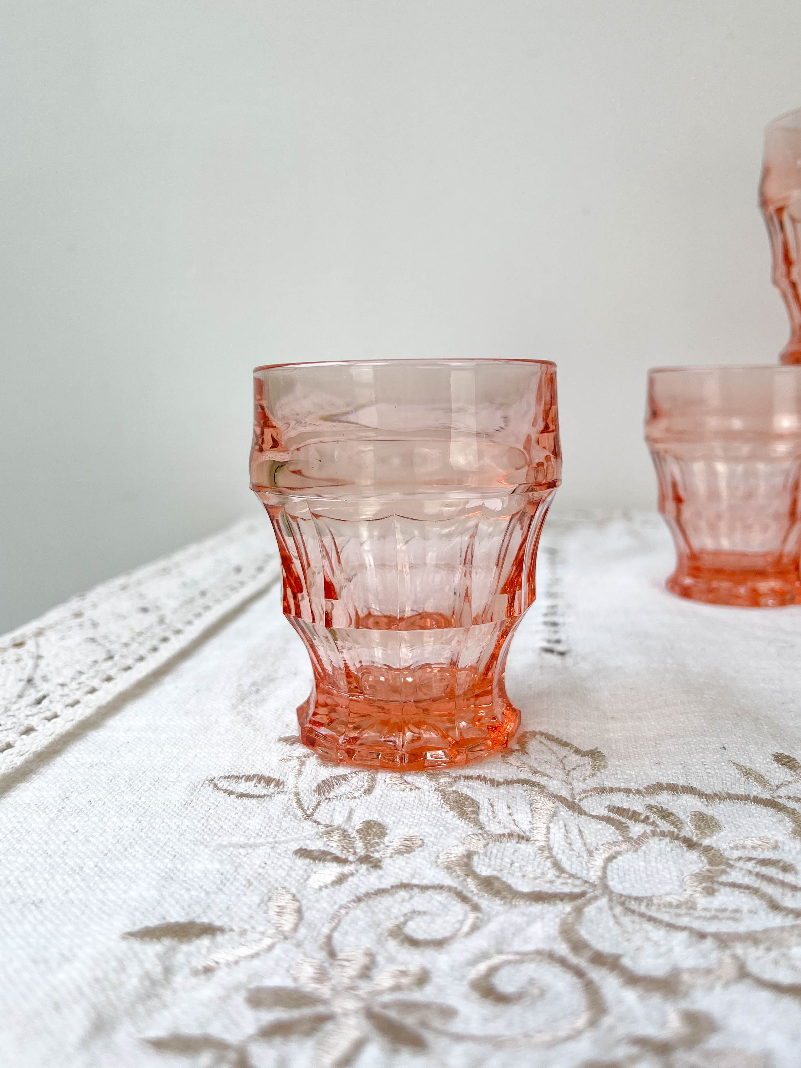 6 verres rose vintage style art déco
