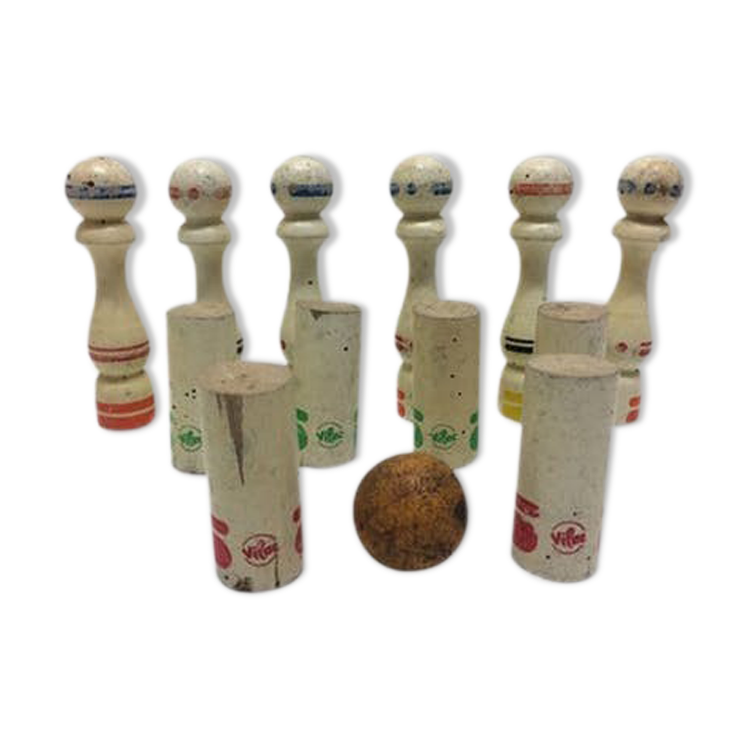 Lot de 13 pièces de jeu de quilles Vilac