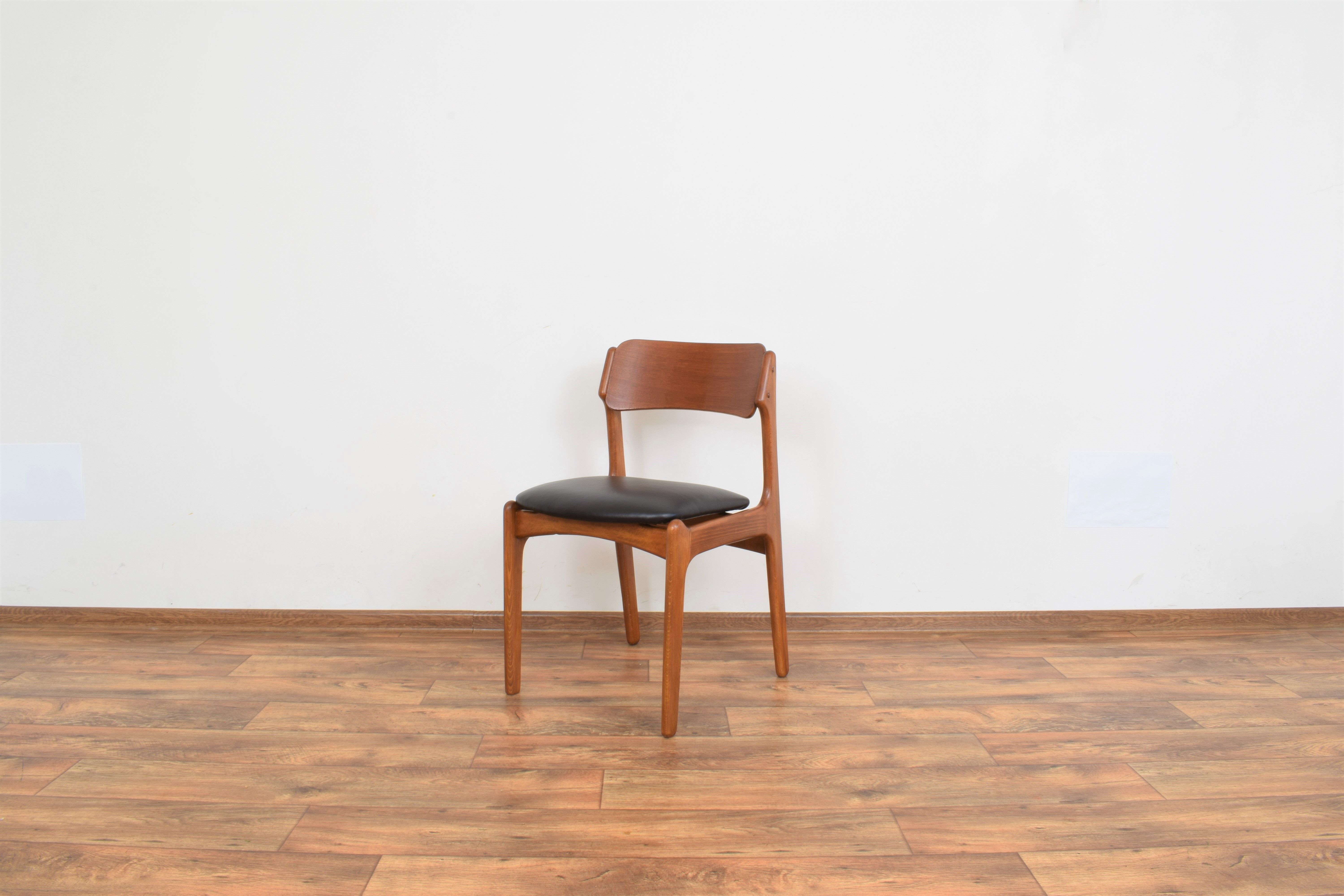 Mid-century danish teak & leather dining chairs by Erik Buch, 1960