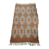 Large vintage orange and white rug in 70s/Baroque style (170x95)