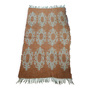 Large vintage orange and white rug in 70s/Baroque style (170x95)