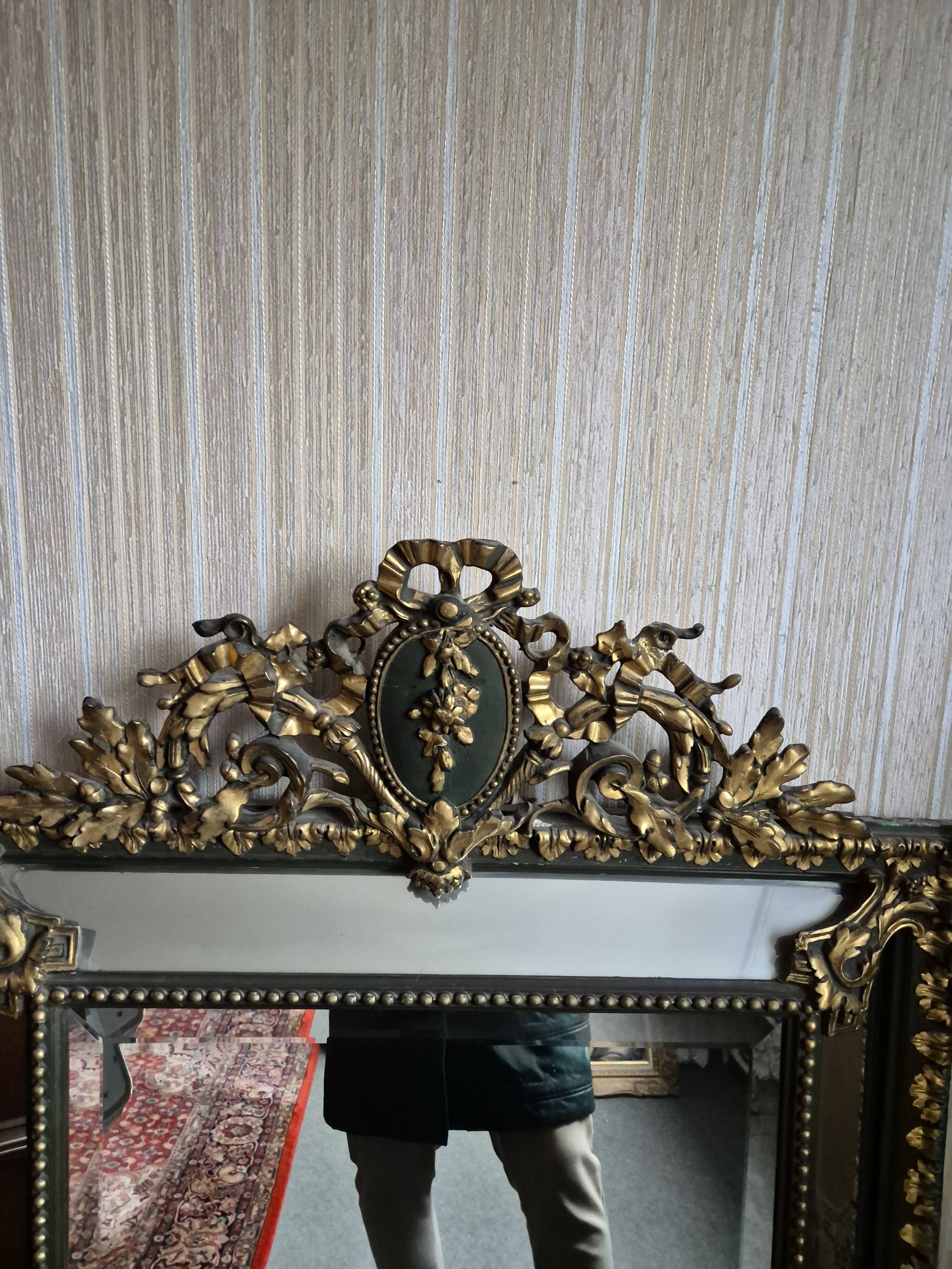 Trumeau mirror - marble, gilded, oak