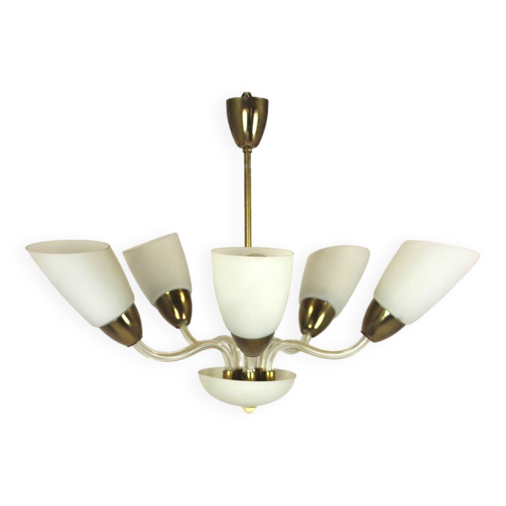 Mid-century steel & glass pendant lamp, 1960s
