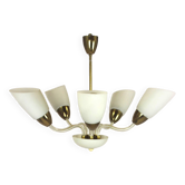 Mid-century steel & glass pendant lamp, 1960s