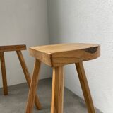 Set of 3 oak tripod stools