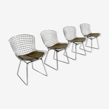 Set of 4 mid century side chairs by harry bertoia for knoll