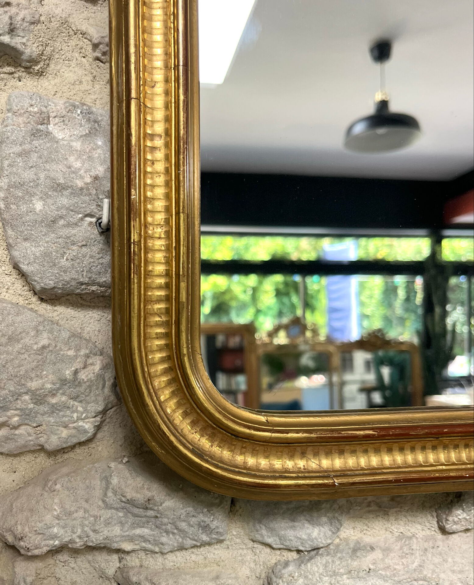 Louis-Philippe mirror gilded with gold leaf 37.5/31.5cm mercury glass