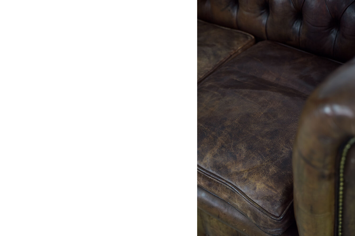 Antique brown leather chesterfield sofa, 1920s