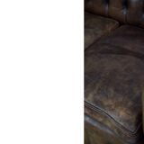 Antique brown leather chesterfield sofa, 1920s