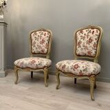 Paire de chaises chauffeuses de style Louis XV époque XIXeme