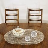 Large oval tray in crumpled plexiglass, France 1970's