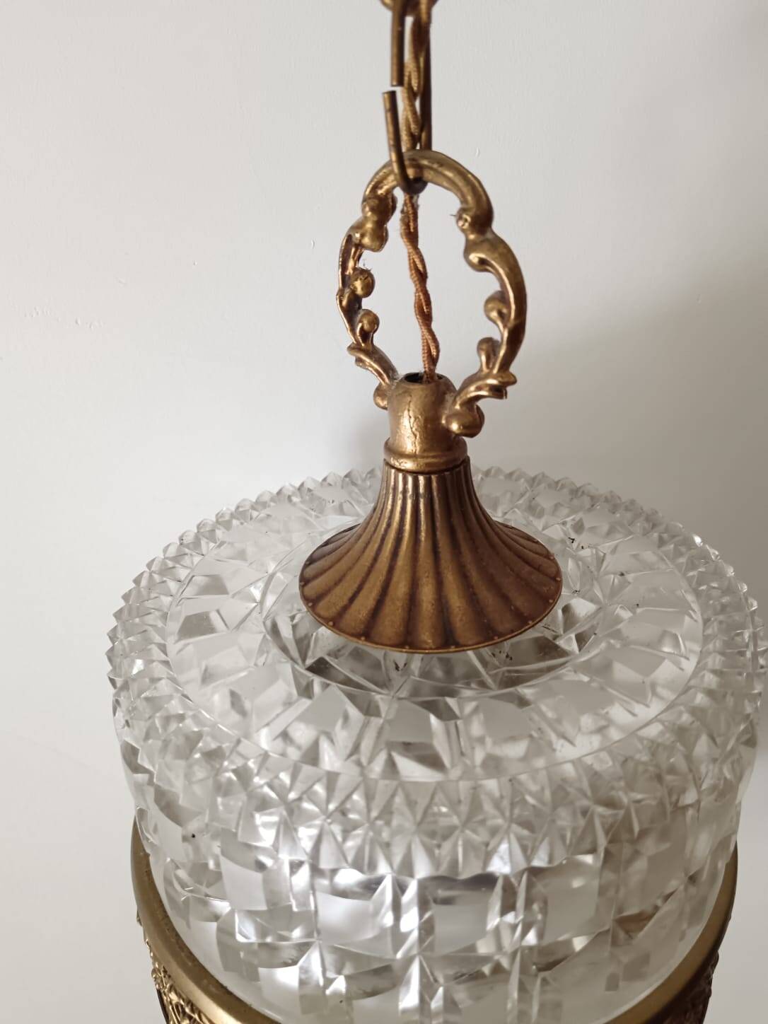 Suspension verre et laiton année 70