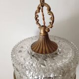 Glass and brass pendant light from the 70s