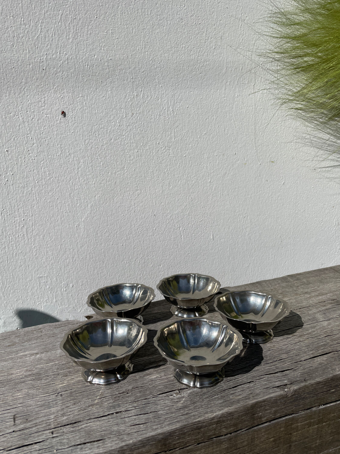 5 stainless steel cups 1970