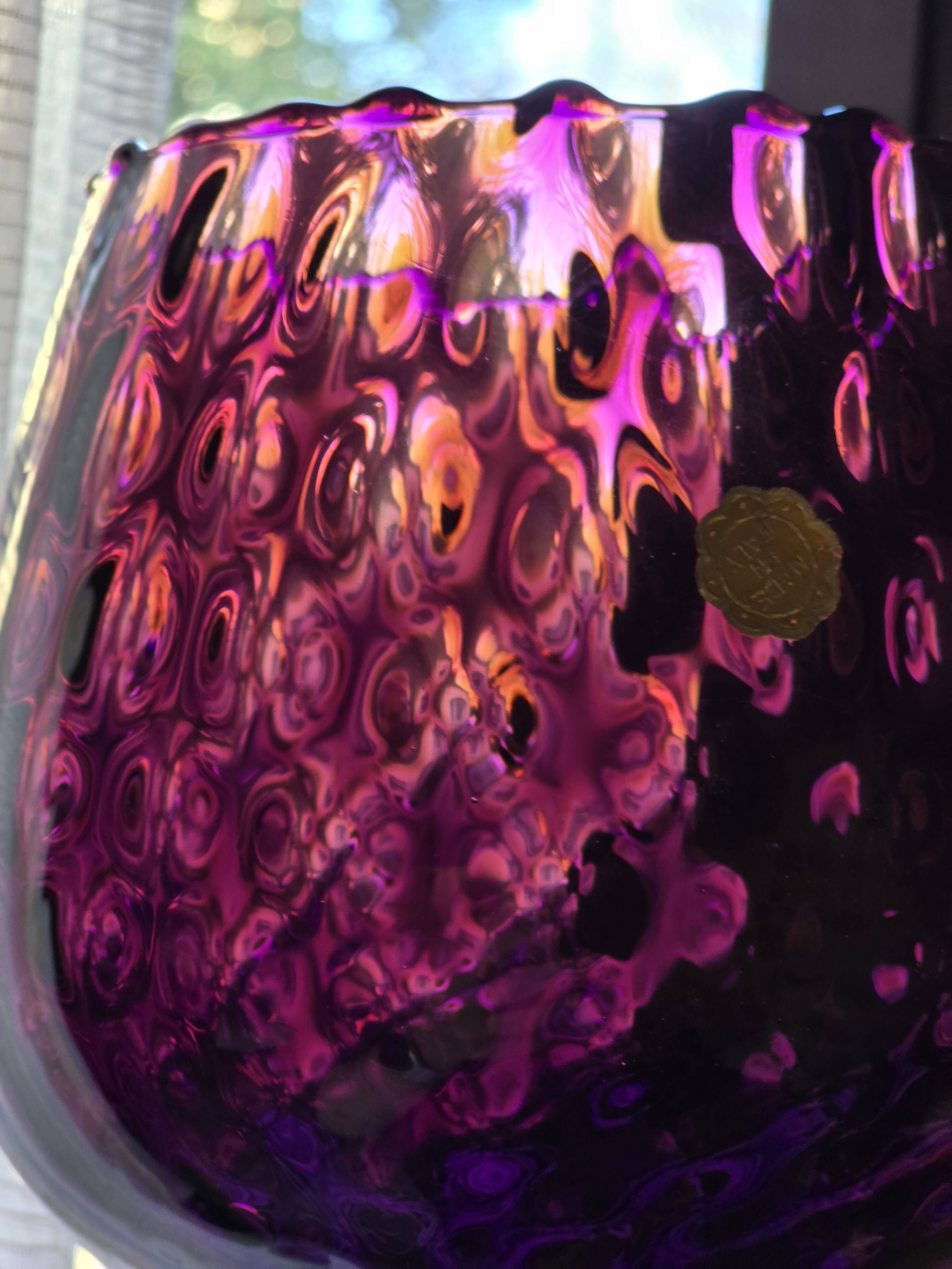 Cup, Empoli Amethyst glass. Italian art, hand-blown, 1950s.