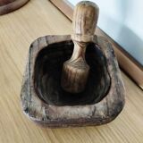 Wooden mortar and pestle