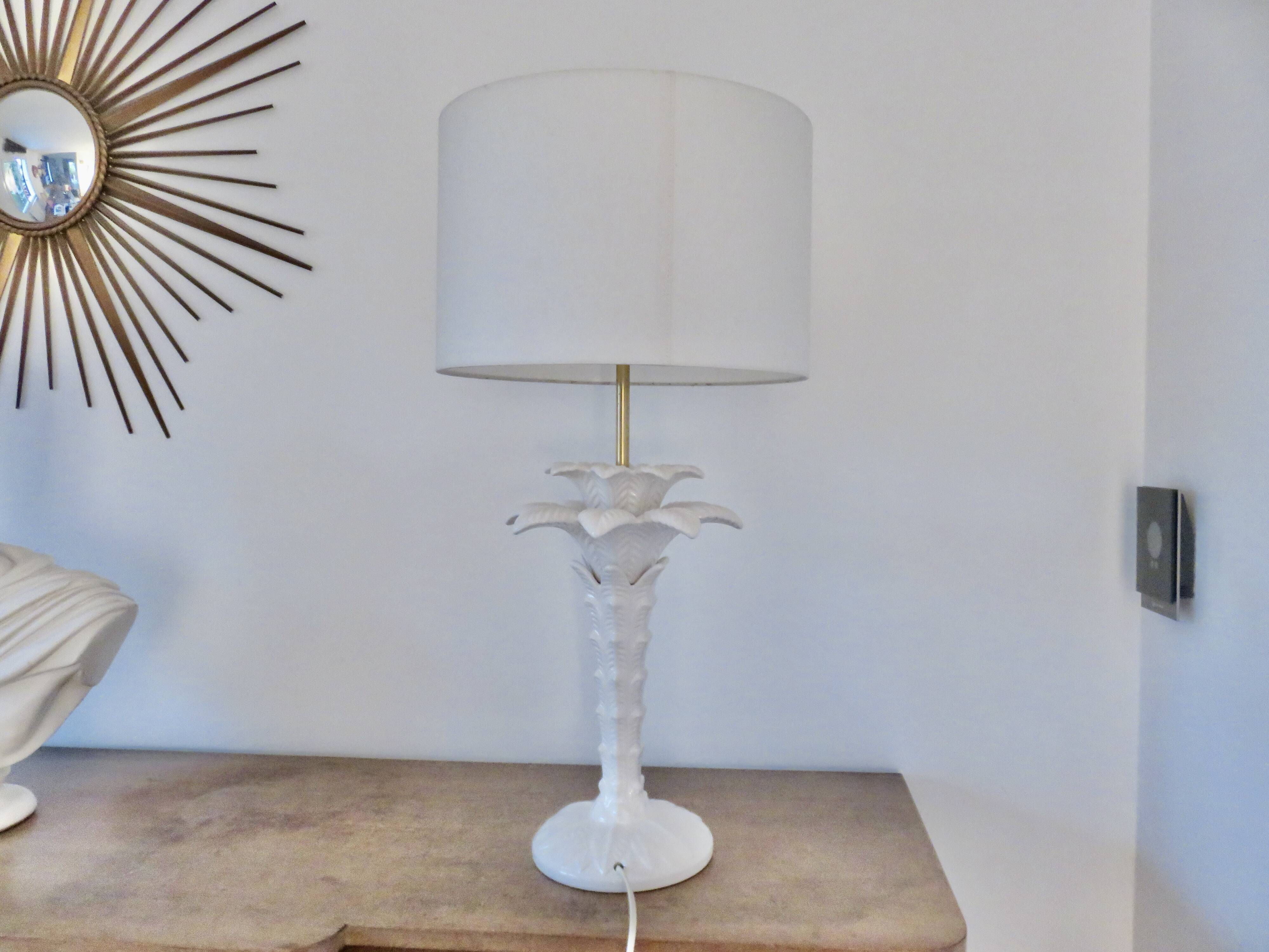Grande lampe palmier, Italy, en céramique blanche, années 60