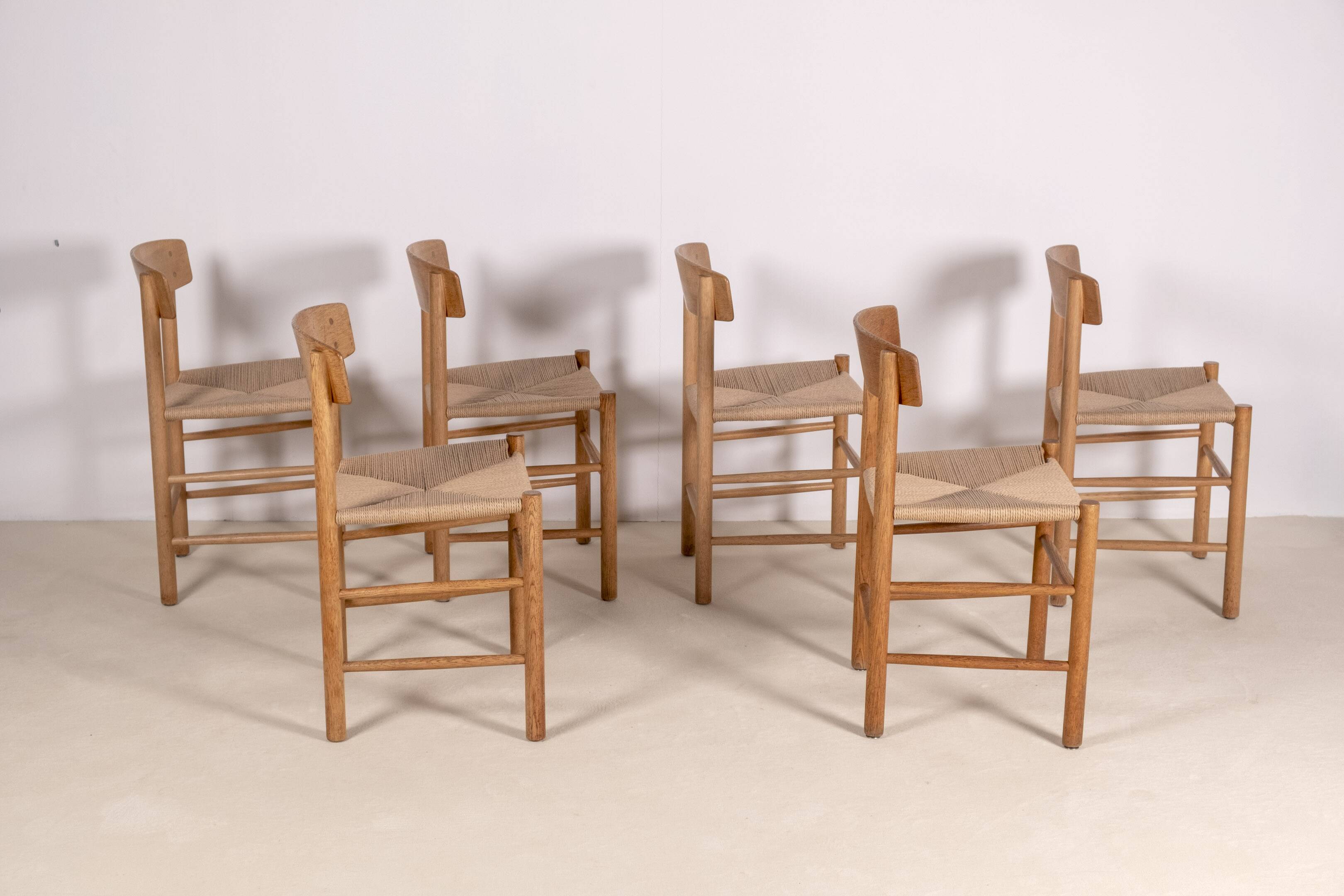 6x Børge Mogensen J39 in Oak, 1980s FDB Møbler, Denmark
