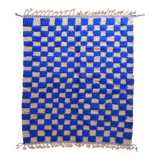 Moroccan blue checkered rug - 289 x 225 cm