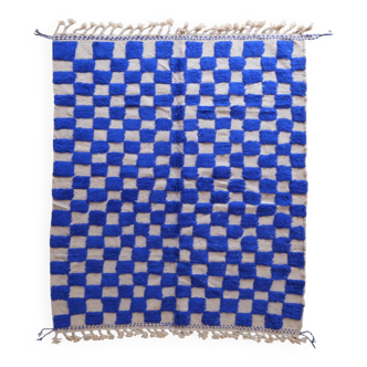 Tapis Marocain à carreaux bleu - 289 x 225 cm