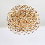 Chandelier in gilded brass and crystal glass inlaid by Palwa, Germany, 1970s.