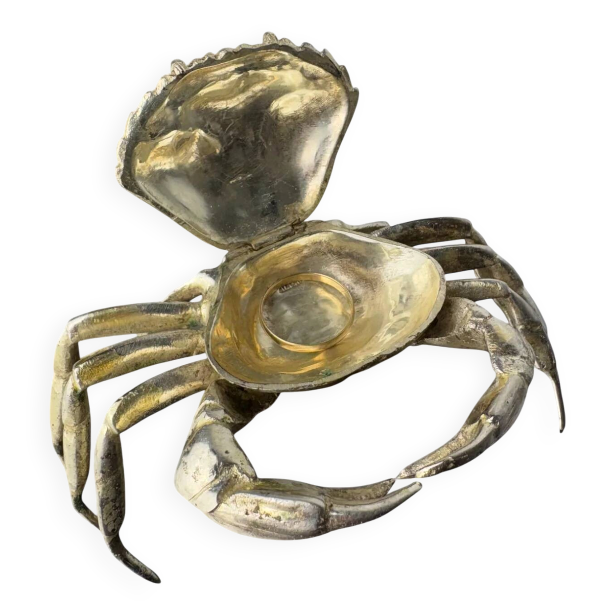 Crab jewellery box, silver plated & alpaca, Spain, 1950s