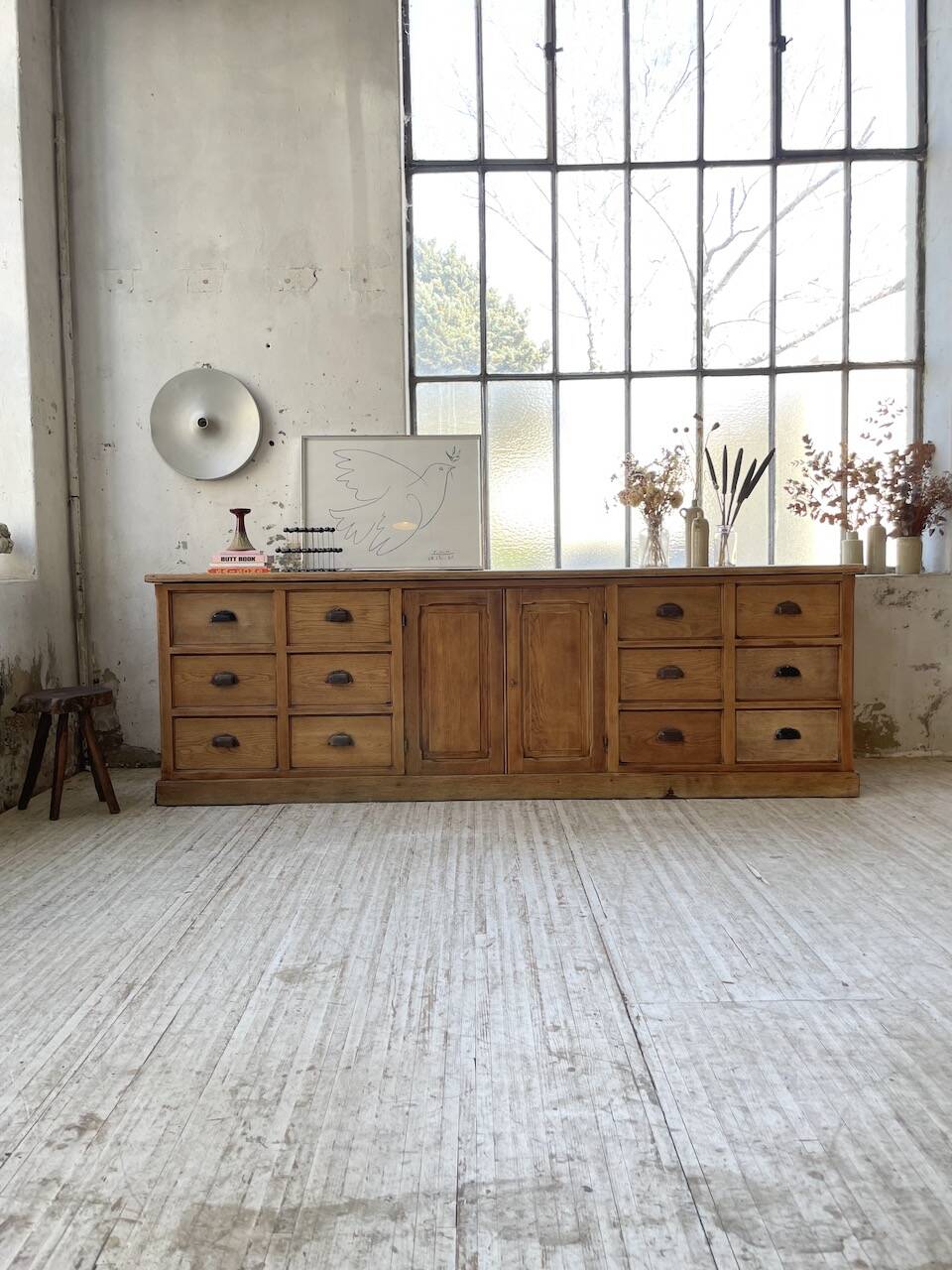 XXL solid oak counter sideboard