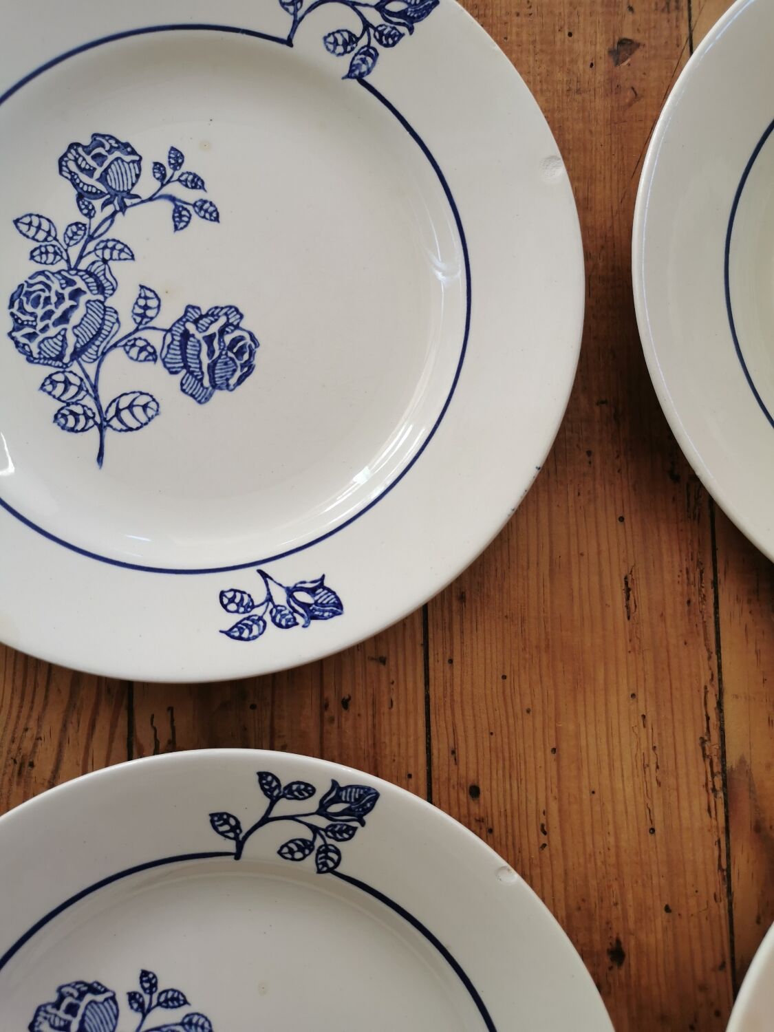 Old St Amand flat plates, blue roses
