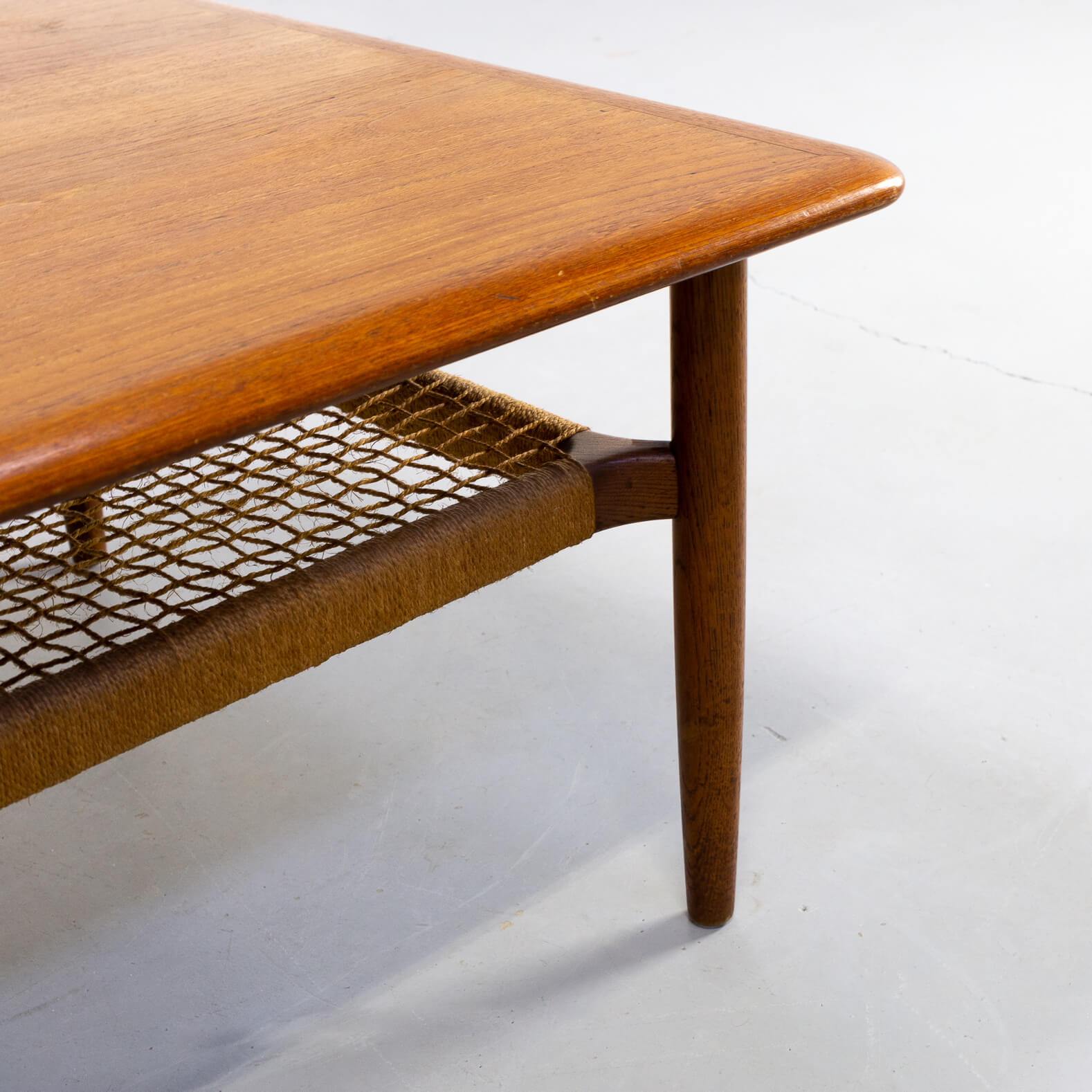 60s scandinavian design square coffee table with magazine shelf