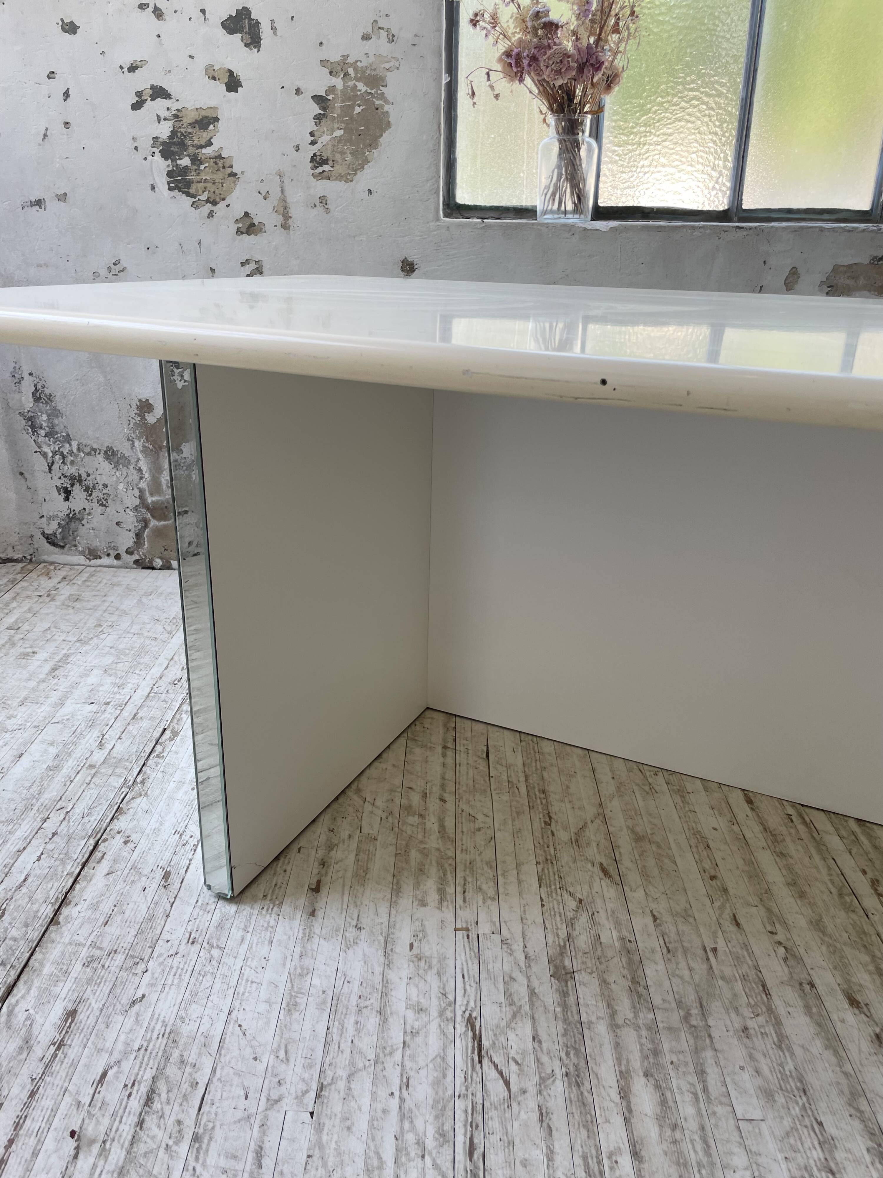 80s lacquered desk and mirror