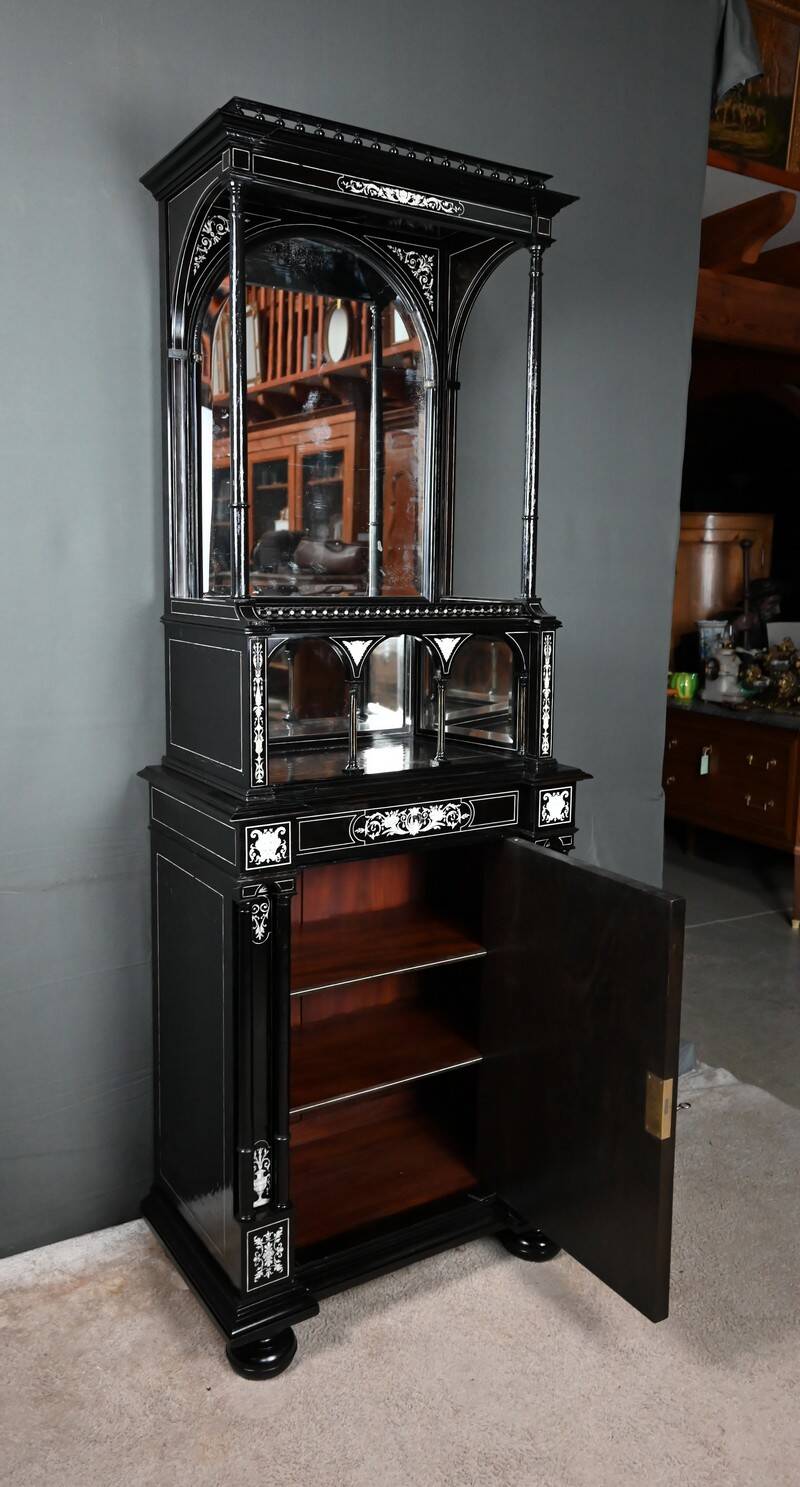 Display Cabinet in Blackened Pear Wood, Napoléon III period – 2nd half of the 19th century