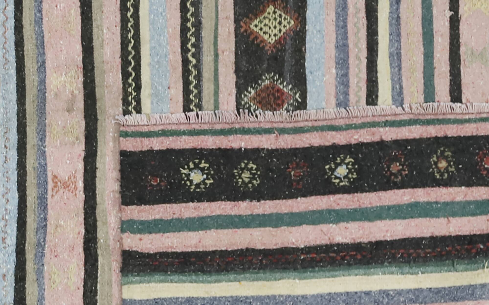 Large antique Anatolian kilim in pink and grey, 357 x 187 cm