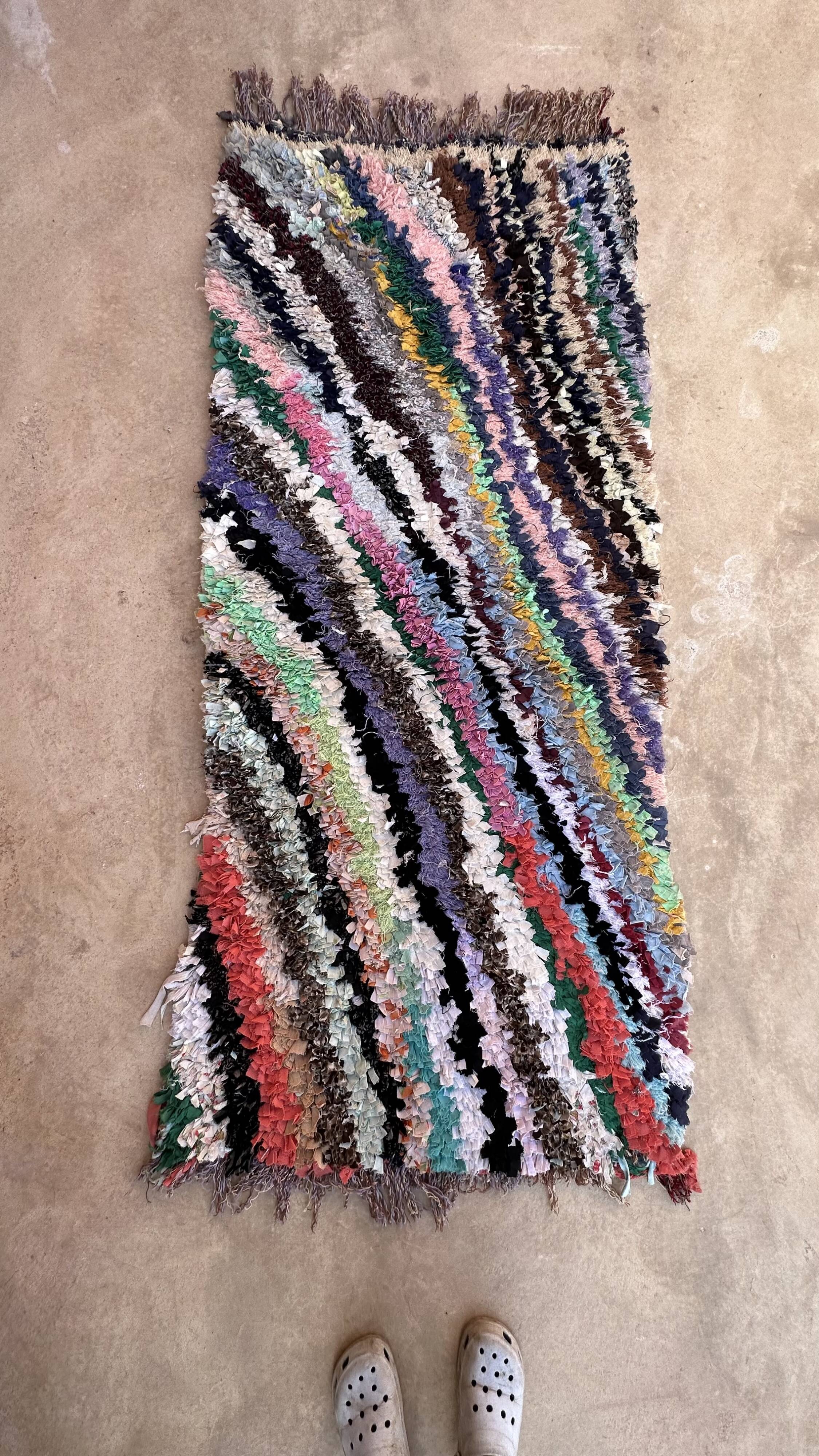 Colorful Boucherouite Moroccan rug - 89 x 202 cm